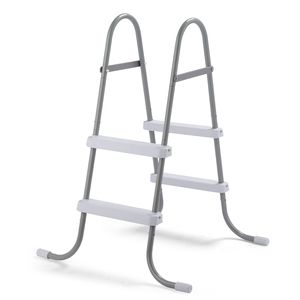 Scala per Piscina a 2 Gradini da 33 Pollici con Telaio Grigio Ferro e Gradini Bianchi, Scala per Spa Esterna in Plastica Resistente con Corrimano per Sport Acquatici - Product Image 1