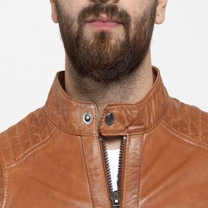 Veste en cuir de luxe pour homme avec col montant et logo personnalisé, idéale pour les meilleures ventes de vestes d'hiver pour homme - Product Image 6