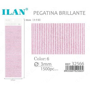 Autocollant en strass brillant Ilan 3 mm 1500 pièces Grand format Rose - Product Image 3