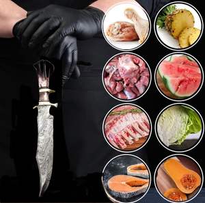 Cuchillo de hoja fija forjado a mano de acero de Damasco, tipo Bowie, con mango de hueso de color OEM y guardacuchillo de latón, cuchillo táctico para exteriores de alta durabilidad. - Product Image 6