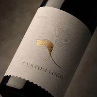 Étiquettes en papier texturé pour bouteilles de vin de luxe personnalisées, logo en relief, estampage à chaud, impression dorée, autocollants d'emballage