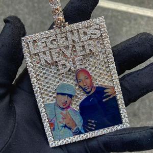 High Quality 925 Sterling Silver Diamond Charm Pendant with Customized Iced Out White Diamonds Unisex Hip Hop Style Chain - Product Image 1