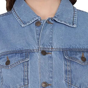 Chaqueta vaquera de invierno para mujer con cuello de piel, holgada, corta, con cinturón y cremallera, talla grande, abrigo vaquero, venta al por mayor, OEM, ODM, personalizada - Product Image 5