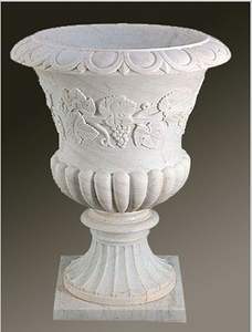 Macetas de Jardín de Mármol Ecológicas Talladas a Mano con Pedestal, Proveedor de Decoración de Lujo para el Hogar y Exteriores - Product Image 3