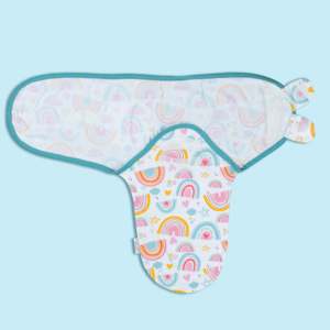 Couverture d'emmaillotage en coton pour bébé avec imprimé arc-en-ciel, couverture douce pour le sommeil des nouveau-nés, enveloppe de soutien confortable pour le sommeil des nourrissons - Product Image 2
