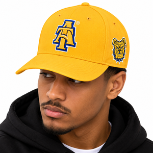 หมวกเบสบอลปักลายทอง NC A&T State University แบบขายส่งสั่งทำได้ หมวกกีฬาทรงโค้งสำหรับมหาวิทยาลัยและวิทยาลัย - Product Image 3