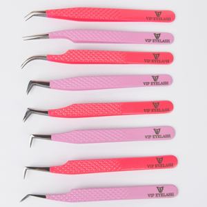 Black Silver Grip Eyelash Tweezers <b>Pink</b> <b>Box</b> Packing Isolation Private Label Fiber Tip Volume Lash Tweezers for sale - Product Image 4
