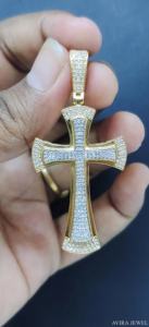 Magnifique pendentif hip-hop en moissanite et diamant en argent sterling 925 massif avec placage or jaune et or rose pour tous - Product Image 3