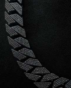 Chaîne cubaine personnalisée 16 mm noire en argent sterling 925, monochrome, entièrement pavée de pierres, pour homme, vente en gros, prix d'usine B2B, fournisseur - Product Image 4