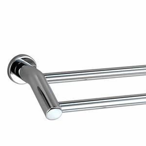 Wall Mounted Double Towel Holder 24 Inch Chrome Zinc Alloy Base for Hotel Rest Room - Product Image 2