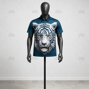 <b>Men's</b> Tiger Print for Shirt Short Sleeve 100% Cotton Breathable UV Protection Quick Dry Casual Regular Fit - Product Image 1
