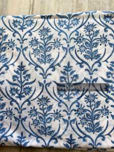 ผ้าฝ้ายพิมพ์ลายดอกไม้สีน้ำเงินพรีเมียมสำหรับชุดฤดูร้อนและของตกแต่งบ้าน - ผ้าอินเดียเนื้อวอยล์จากเมืองชัยปุระ ระบายอากาศได้ดี - Product Image 3