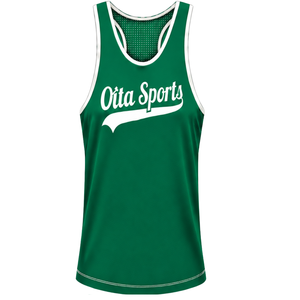 Ensemble de natation vert et blanc, débardeur sans manches dos nageur avec short assorti, maillot de bain léger à séchage rapide pour l'entraînement et la performance - Product Image 3