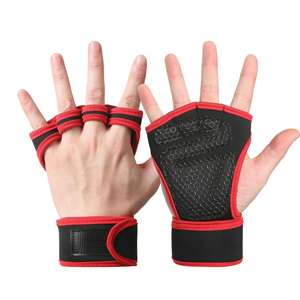 PU Leather Fitness Gloves Gym Palm Protectors Adjustable Wrist <b>Strap</b> Half Finger Sports Cycling Weightlifting Equipment Non-slip - Product Image 3