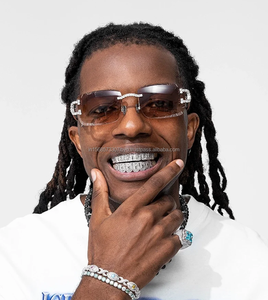 Fancy Designer Style Hip Hop Diamond Grillz Diamond and Engraving Style Combination Full Top Bottom Grillz <b>Silver</b> Teeth Jewelry - Product Image 5