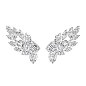 1.61 CT Diamond Cluster Stud Earrings with Freshwater Pearl and 18K Gold - Product Image 1