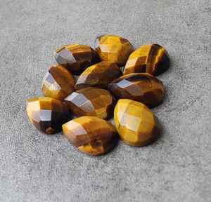 Pierre précieuse naturelle œil de tigre, forme poire, taille chevron, goutte d'eau, calibrée, pour bijoux - Product Image 2