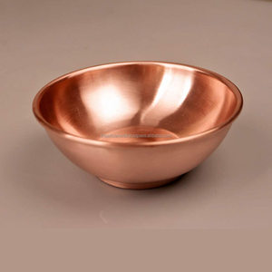 Cuenco para servir de cobre puro pulido hecho a mano, utensilios de cocina funcionales decorativos ecológicos, mesa de comedor, uso festivo, decoración del hogar - Product Image 1