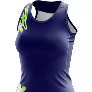Débardeur sans manches bleu marine pour femme, imprimé floral, séchage rapide, en polyester, col rond, pour l'été, idéal pour les loisirs - Product Image 1