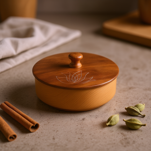 Boîte de rangement pour roti artisanale de qualité supérieure, boîte à chapati en bois avec pot à épices, organisateur de cuisine, accessoire utilitaire pour la maison - Product Image 3