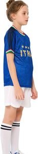 Camiseta de Fútbol de Italia para Niños, Manga Corta, Cuello Redondo, Sublimada, 100% Poliéster, Transpirable, Corte Regular, Ropa Infantil - Product Image 3