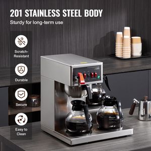 Macchina per Caffè Americano Commerciale da 12 Tazze con 3 Caraffe in Vetro e 3 Piastre Riscaldanti, Spina UK per Hotel - Product Image 5