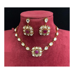 Best Selling Elegant Antique Style neck lace <b>Set</b> with Floral Pendant & <b>Stud</b> <b>Earrings</b> Festive Jewelry - Product Image 3