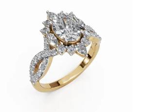 Élégance Couronnée - Bague de Fiançailles avec Diamant de Laboratoire Taille Brillant de 1,487 Carats, 45 Diamants, Or Jaune, Rose ou Blanc 9KT, 14KT, 18KT - Product Image 5