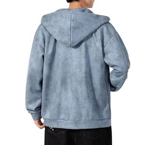 Sudadera con capucha de algodón 100% pesado, estilo urbano, hombros caídos, transpirable, lisa, con lavado ácido - Product Image 5