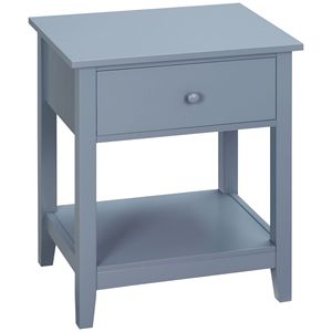 Comodino Moderno ed Elegante Grigio con Cassetto e Ripiano per Camera da Letto o Soggiorno - Product Image 1