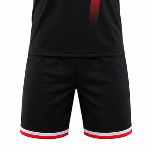 Uniforme de handball respirant personnalisé pour hommes, noir, rouge, blanc, 100% polyester, manches courtes, équipes nationales - Product Image 6