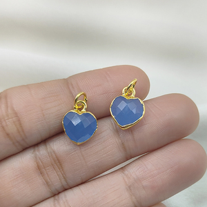 Wholesale <b>Gold</b> Plated Faceted Blue Chalcedony Gemstone <b>Charm</b> Pendant for Necklace <b>Bracelet</b> Jewelry Making DIY OEM ODM - Product Image 2