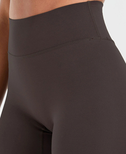 Custom Made High Quality High Waist <b>Flared</b> Full Length Seamless Solid Brown <b>Leggings</b> Stretch Breathable Knitted Women's - Product Image 4