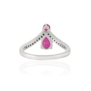 Anillo Chevron de Plata de Ley 925 con Rubí y Diamantes para Mujer, Joyería Fina de Compromiso, Pedido al por Mayor - Product Image 5