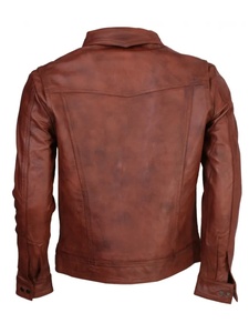 Chaqueta de Cuero Vintage Marrón Suave de Alta Calidad, Estilo Nuevo, para Hombre, Totalmente Personalizada, Cuello Alto de Piel de Oveja Original, Cierre de Cremallera para Invierno - Product Image 2