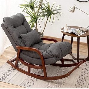 Fauteuil à bascule confortable et bien rembourré |   Fauteuil à bascule de style mid-century pour tous, avec un tissu doux, durable et de qualité, et un coussin confortable. - Product Image 1