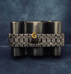 Montre de rappeur pour homme, entièrement sertie de diamants noirs de laboratoire, taille ronde, effet glacé, idéale pour les soirées - Product Image 2