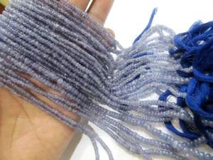 Cuentas de Tanzanita Azul Natural, Forma Redonda, Lisas, de 2.5-4mm, Hilo de 13 Pulgadas de Largo - Product Image 3