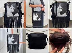 High Quality Women Large Capacity Cowhide Suede Leather Flap Crossbody Bag Handmade Leather Luxury Designer <b>Fringe</b> Shoulder Bag - Product Image 3