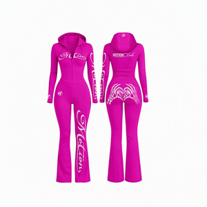 Combinaison à capuche zippée intégrale pour femme, motif club vert, style sportif, extensible, avec design squelette au dos - Product Image 4