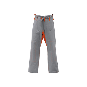 Kimono Gris de BJJ con Ribete Naranja y Cinturón Blanco para Adultos, Unisex, Corte Regular, Ropa de Artes Marciales de Poliéster Resistente - Product Image 5