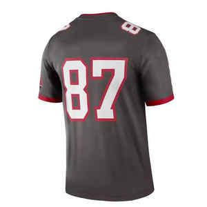 Maillot de football américain réversible personnalisé de haute qualité, manches courtes, cousu, avec numéro et nom au choix, grandes tailles disponibles, 100 % polyester - Product Image 2