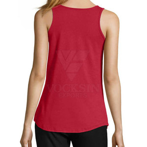 Camiseta sin mangas de punto verde claro liso para mujer, cuello redondo, informal, transpirable, 100% algodón, largo regular - Product Image 4