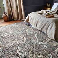Alfombra de Lana de Nueva Zelanda con Diseño Floral, Hecha a Mano, Rectangular, Estilo Bohemio, Antideslizante, con Base de Algodón, para Dormitorio