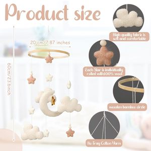 Mobile per Culla Ecologico in Velluto Teddy per <span class=keywords><strong>Cameretta</strong></span> Neonato, Culla Sospesa, Regalo per Neonati - Product Image 3