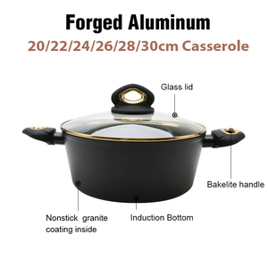 Casserole antiadhésive de qualité supérieure avec revêtement en granit, corps en aluminium épais, couvercle en verre trempé et poignée confortable - Product Image 6