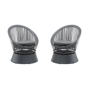 Set di 2 Sedie Lounge Girevoli in Vimini Grigio Moderno da 68 cm, Design Elegante con Telaio in Ferro e Rattan per Lettini Prendisole - Product Image 5