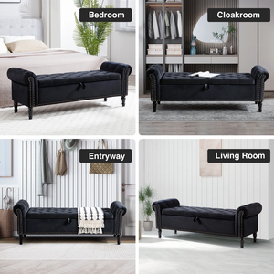 Cama Clásica Vietnamita con Estructura de Madera y Tapicería de Terciopelo, Acabado en Madera de Caucho, Modelo MD02 - Product Image 5