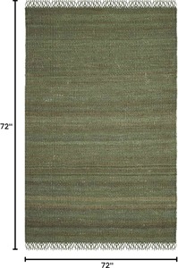 Tapis carré en jute vert uni à poils ras, tissé à la main, moderne, avec franges, fibre naturelle écologique, épaisseur moyenne, pour usage domestique - Product Image 2