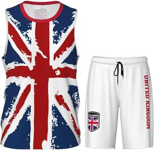 Uniforme de Baloncesto con la Bandera del Reino Unido para Hombres Adultos, Conjunto Deportivo de Entrenamiento - Product Image 2